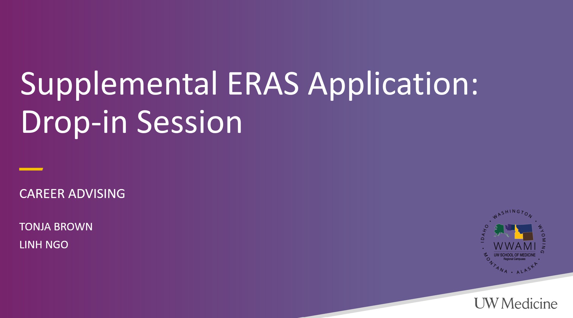 purple slide introducing presentation given regarding ERAS supplemental