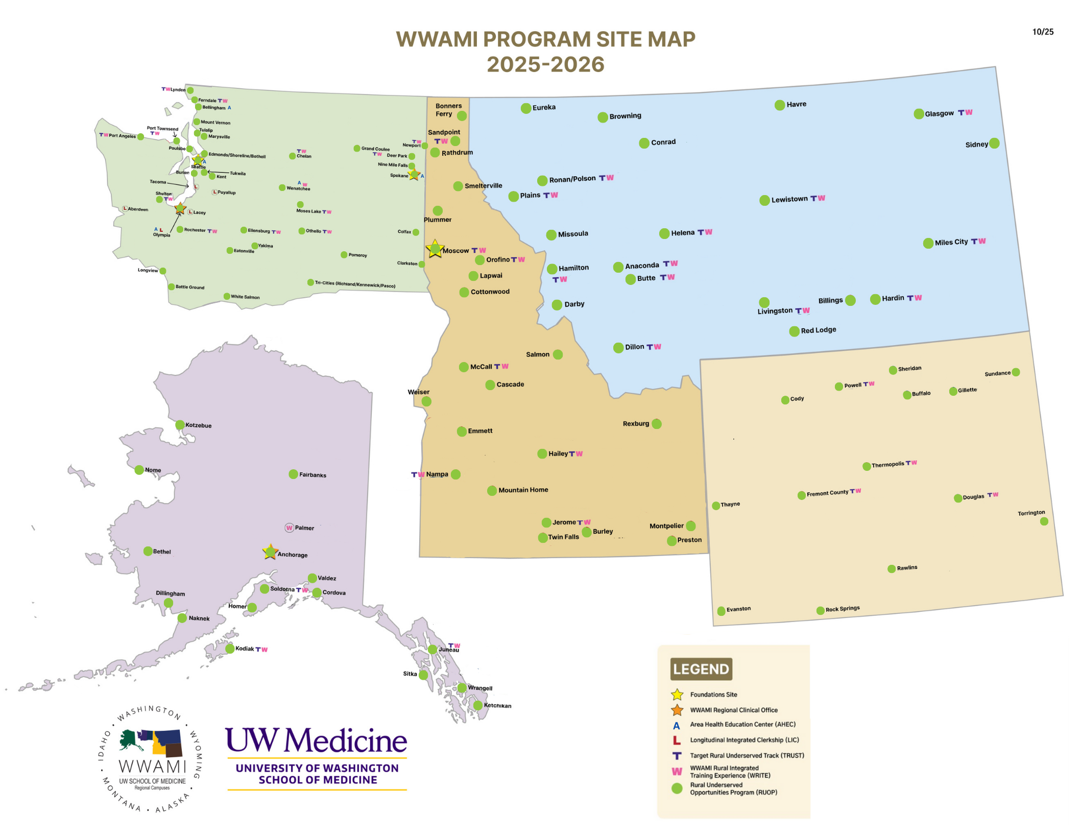 WWAMI Program Site Map for the Office of Rural Programs