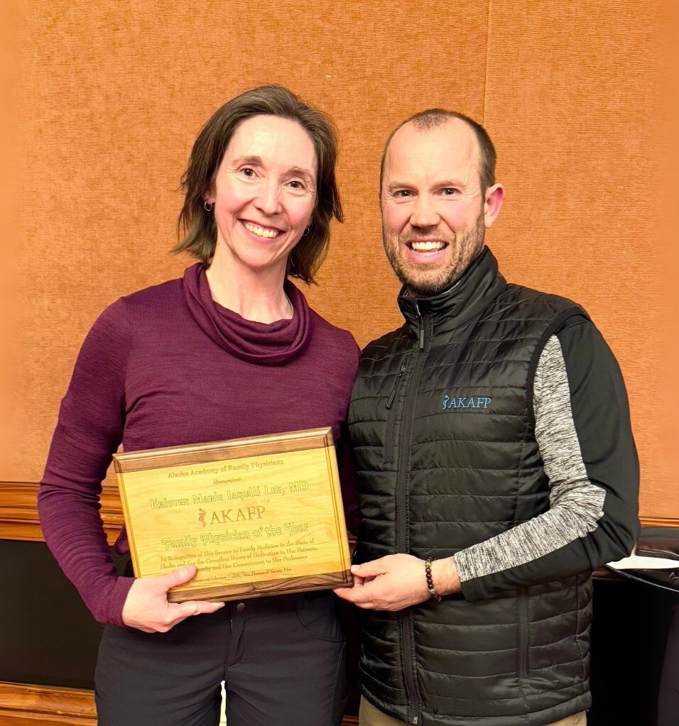 Dr Kristen Lee receiving the Physician of the Year Award