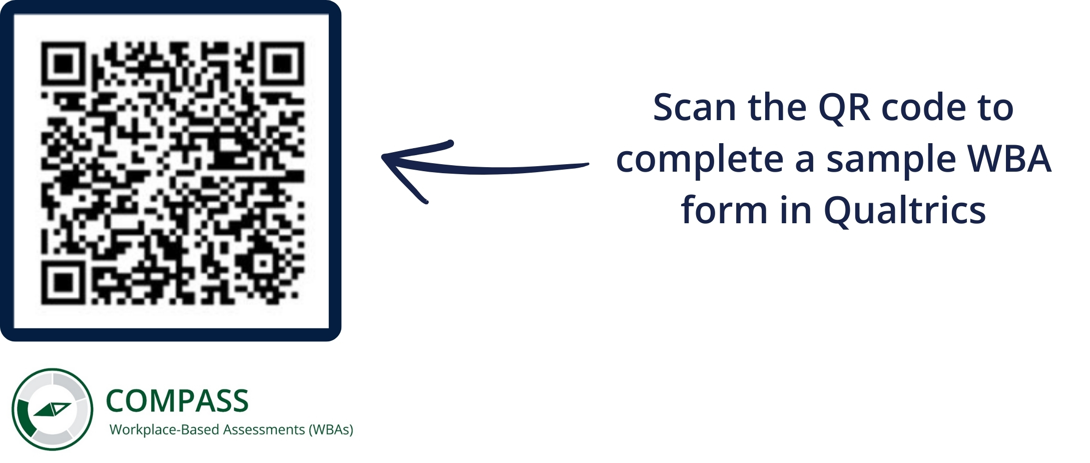 A QR code that links to a sample WBA form in Qualtrics. Accessible at https://uwashington.qualtrics.com/jfe/form/SV_7P9MifGcpfBJWdw?RID=CGC_XMXXJr9QxWrllEc 