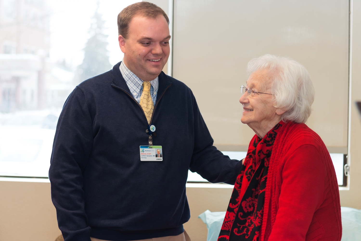 Dr. Cliff Hampton with a patient