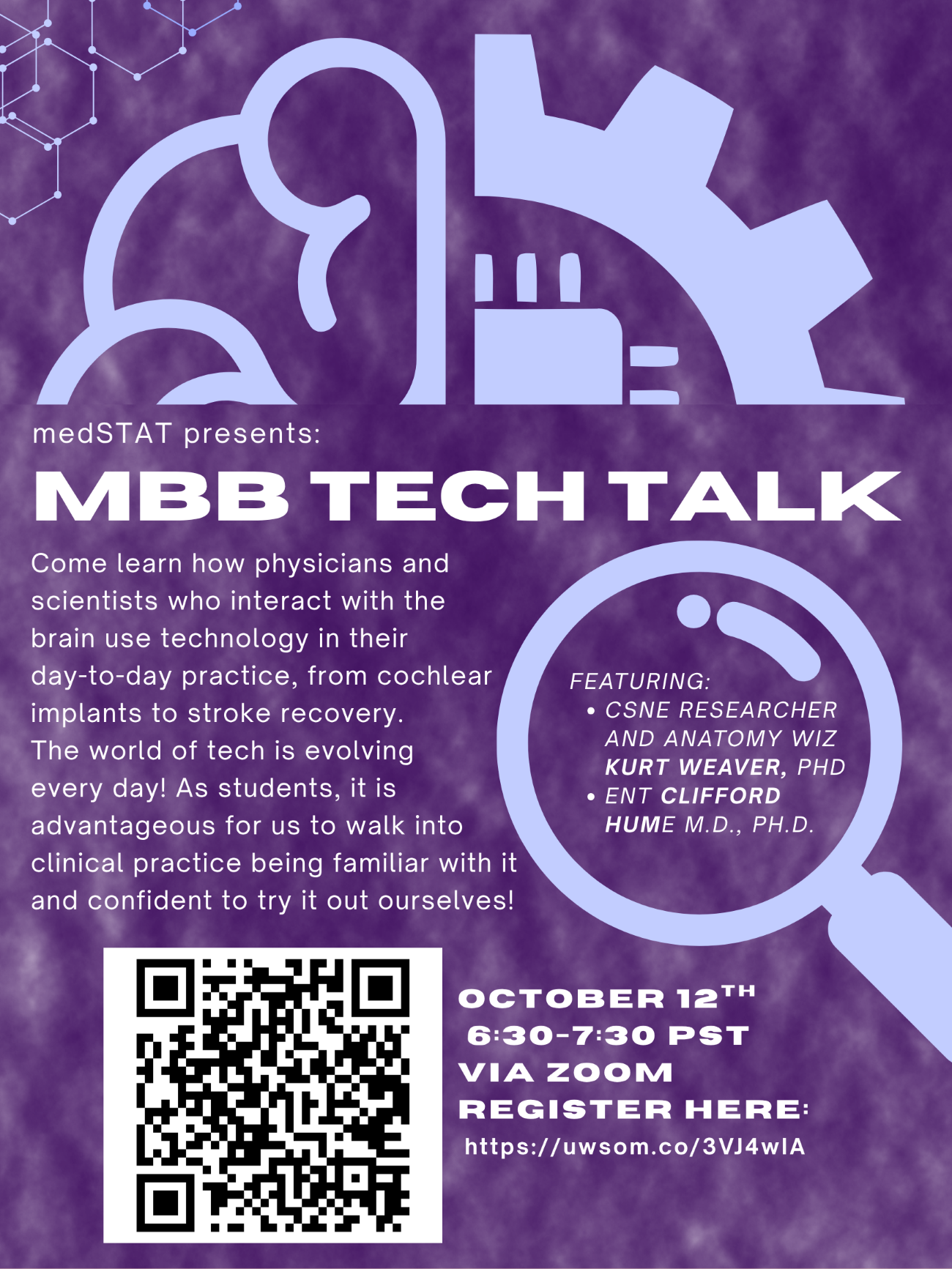A poster advertising the MedSTAT Group's "tech talks"